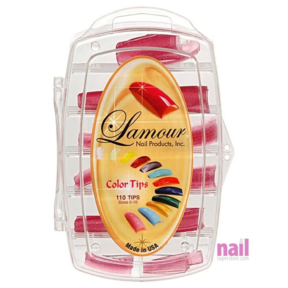 Lamour Colored Nail Tips | Glitter Pink - L23 - Box of 100 tips