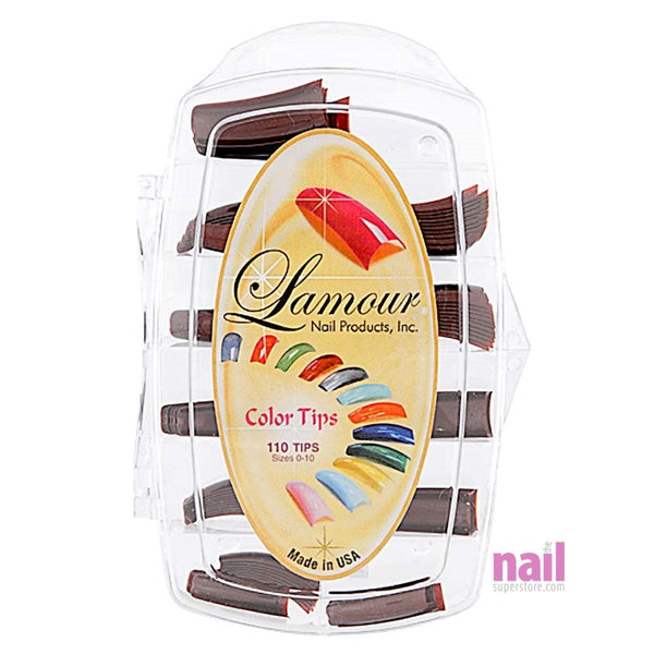 Lamour Colored Nail Tips | Chocolate - L36 - Box of 100 tips