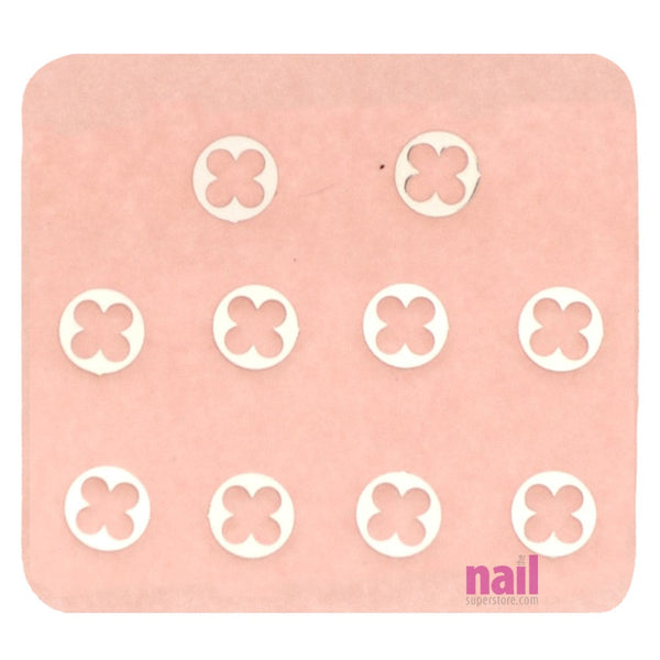 Japanese 3D Nail Charms | Silver Flower in Circle - 10 pcs