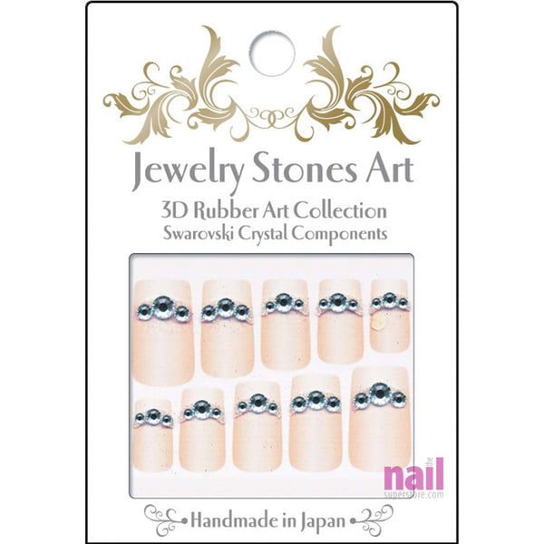 Japanese 3D Nail Art Stickers | Swarovski - 3 Aquamarine Stones - S-14 - Each