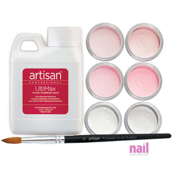 Artisan Acrylic Nail Kit | 8 pcs Flawless Pink & White French Manicure Kit - Each