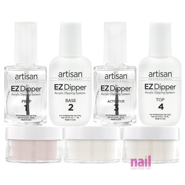 Artisan EZ Dipper Nail Dipping System - 7pcs Starter Kit | Stronger, Thinner, Natural - Each