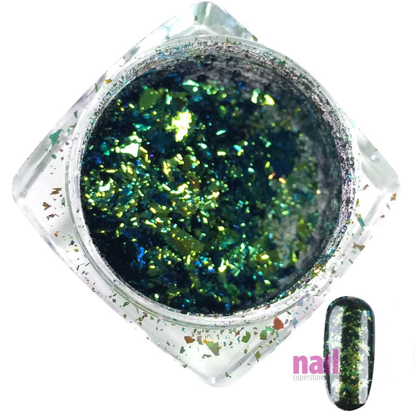 Artisan Nail Art Pigment Flakes | Green Eclipse - Each