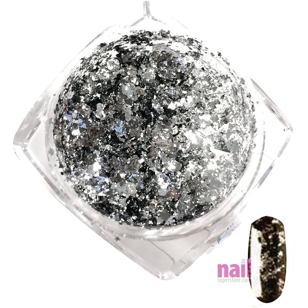 Artisan Nail Art Pigment Flakes | Titanium Silver - Each