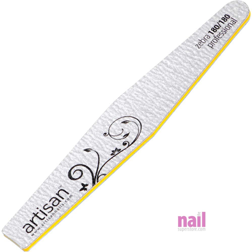 Artisan Professional Zebra Nail File | Diamond Shape - 180/180 Grit - Pack of 12 pcs