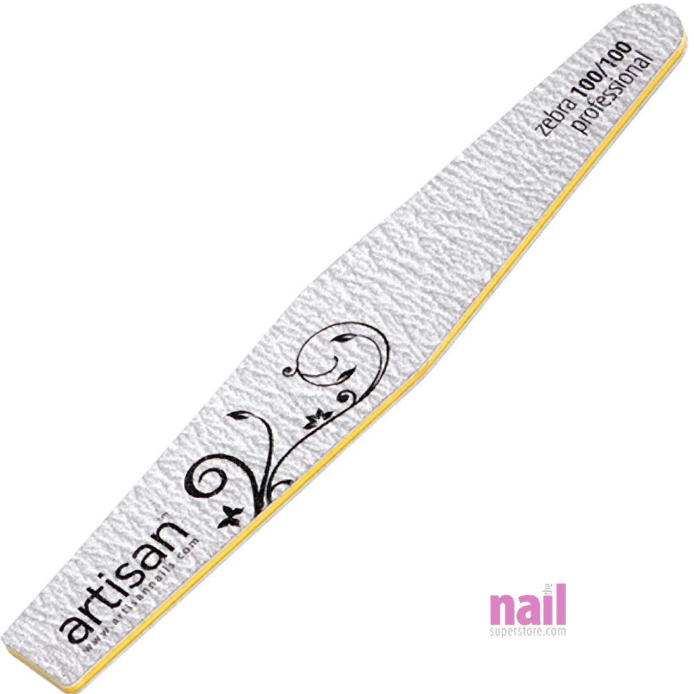 Artisan Professional Zebra Nail File | Diamond Shape - 100/100 Grit - Pack of 12 pcs