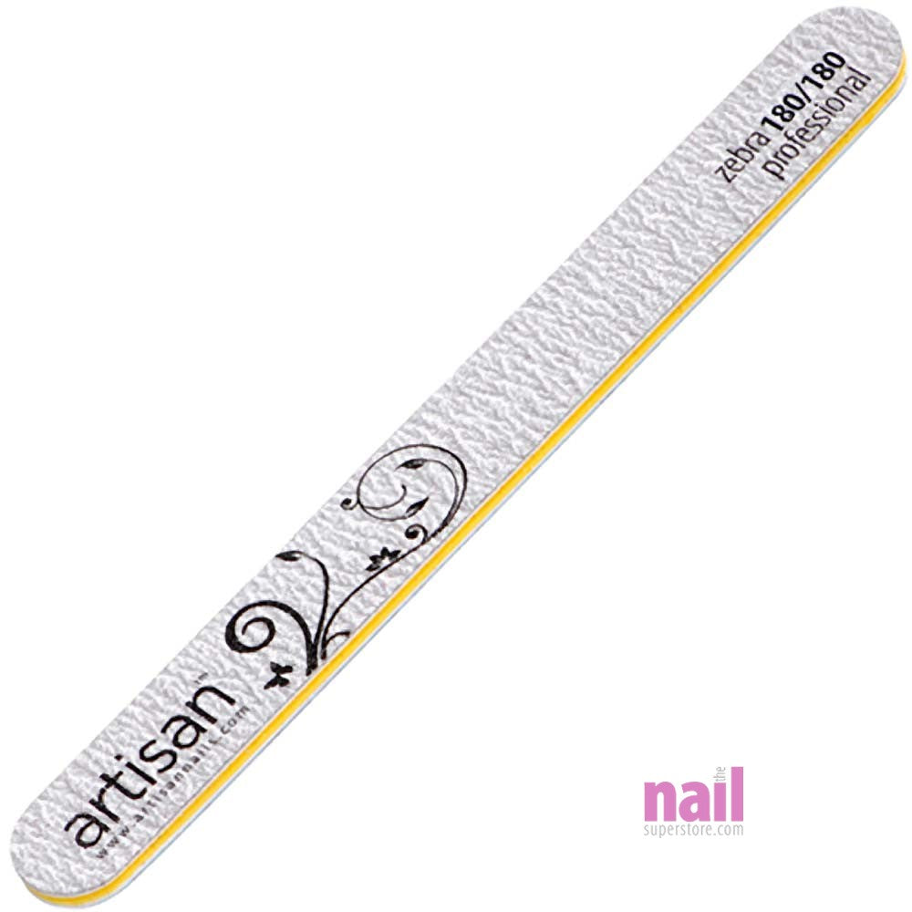 Artisan Professional Zebra Nail File | Straight Shape - 180/180 Grit - Pack of 12 pcs