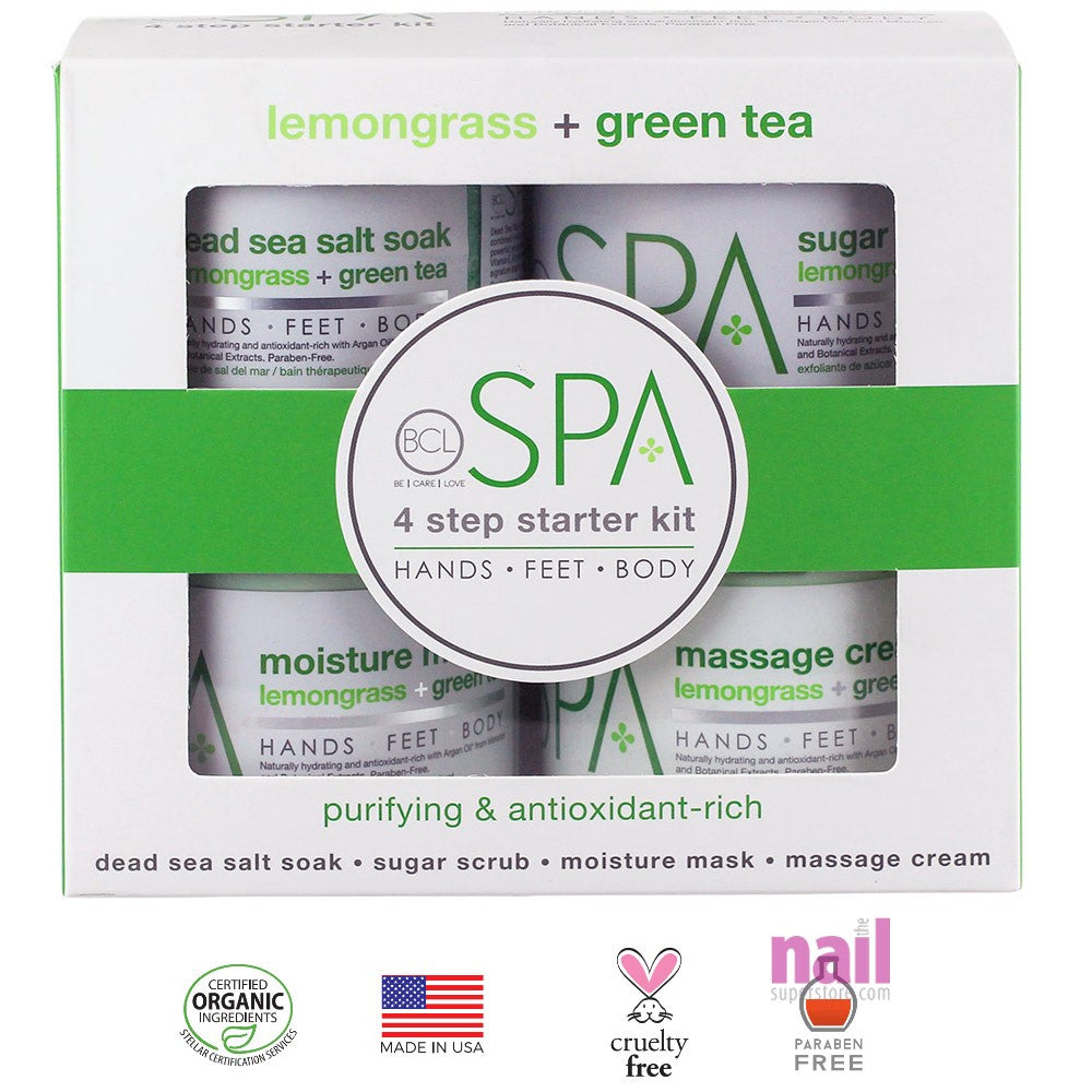 BCL Spa Pro Starter Kit | For Body, Hands, Feet – Lemongrass & Green Tea - 4 x 16oz