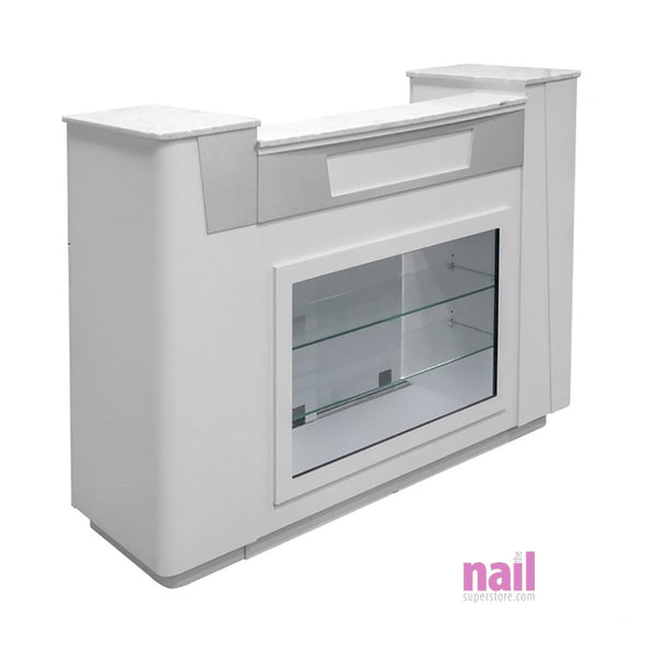 Beverly Reception Counter/Desk with Glass Display - Each - The Nail Superstore