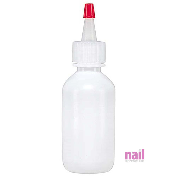 Empty Plastic Bottle with Spout | White - 2 oz - 1 oz - The Nail Superstore