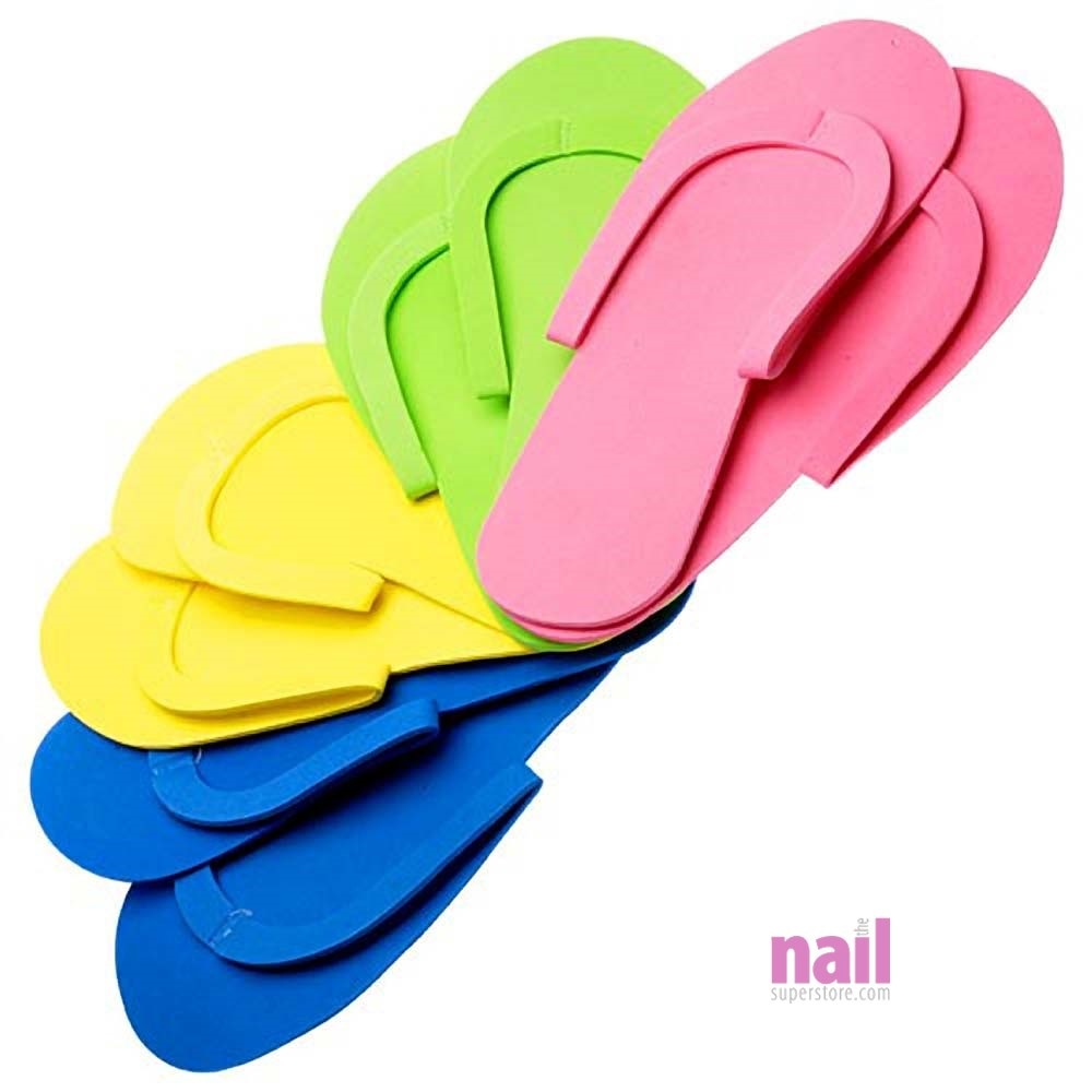 Foam Pedicure Slippers Sewed Strap | Soft, Comfy & Reusable - Pair - The Nail Superstore