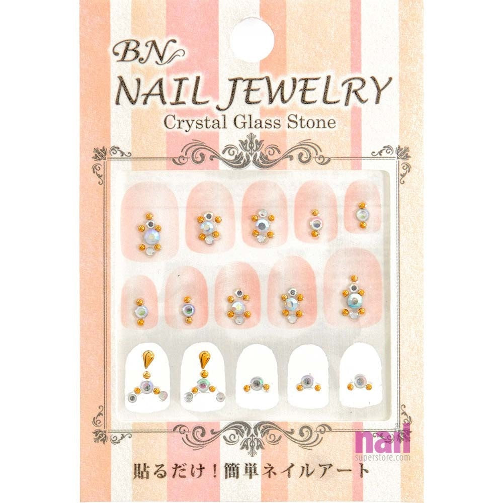 Japanese 3D Nail Art Stickers | Gracious Topaz & Aquamarine - A-5 - Each