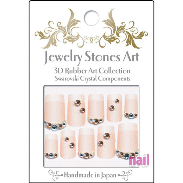 Japanese 3D Nail Art Stickers | Swarovski - Amber & Aquamarine - S3 - Each