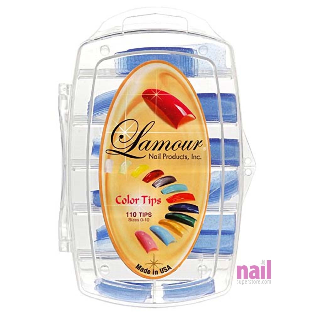 Lamour Colored Nail Tips | Glitter Blue - L24 - Box of 100 tips - The Nail Superstore