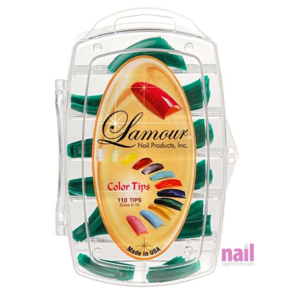 Lamour Colored Nail Tips | Metallic Green - L11 - Box of 100 tips - The Nail Superstore