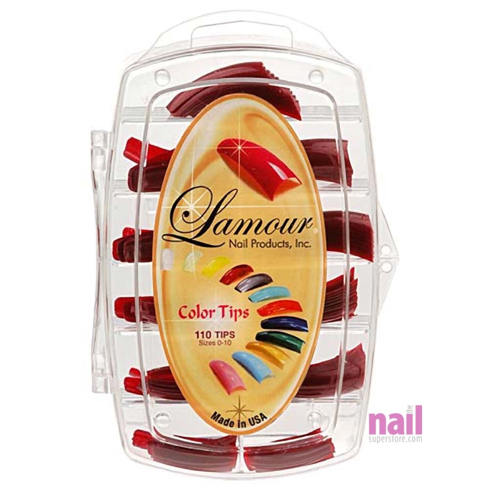 Lamour Colored Nail Tips | Metallic Red - L10 - Box of 100 tips
