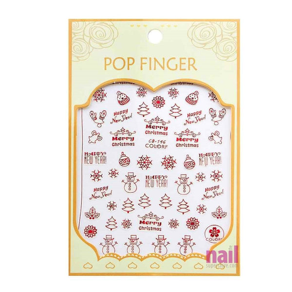 Metallic Christmas Nail Art Sticker Decal | Pack #1 - Each - The Nail Superstore