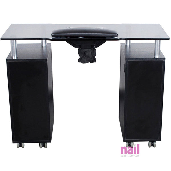 Milan Manicure Table | Vented Glass Countertop - Black - Each - The Nail Superstore