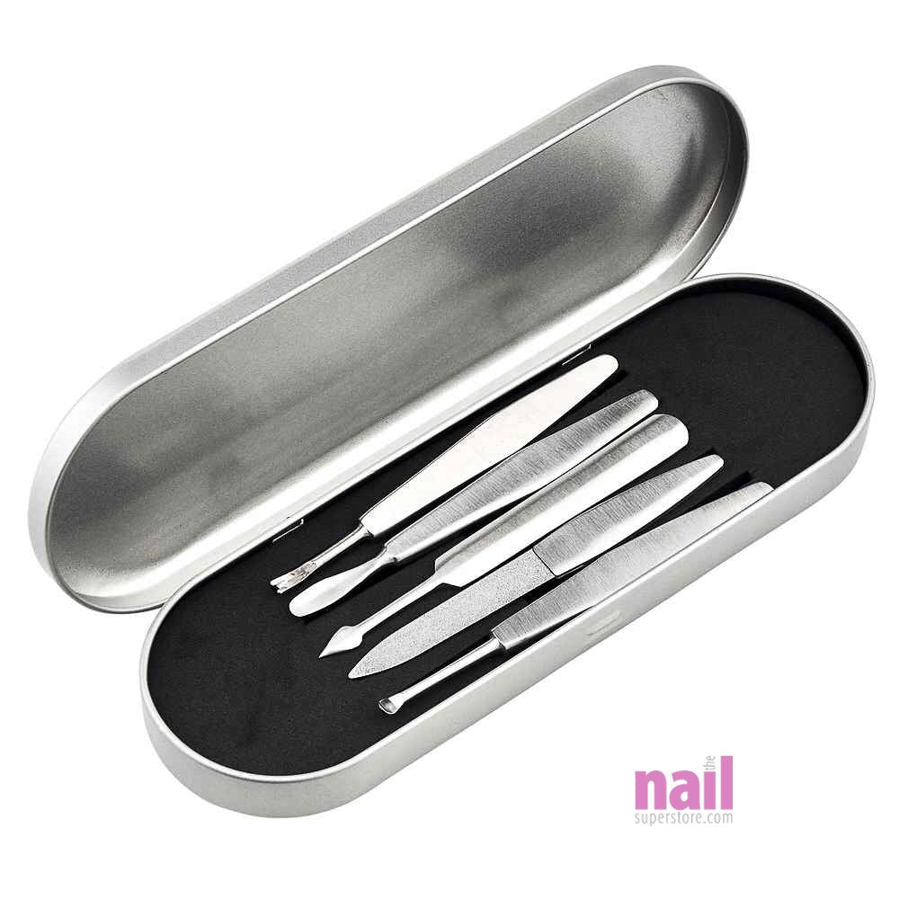 Premium 5 pcs Cuticle Pusher Set | Sharp Edge + Comfortable Grip - Set