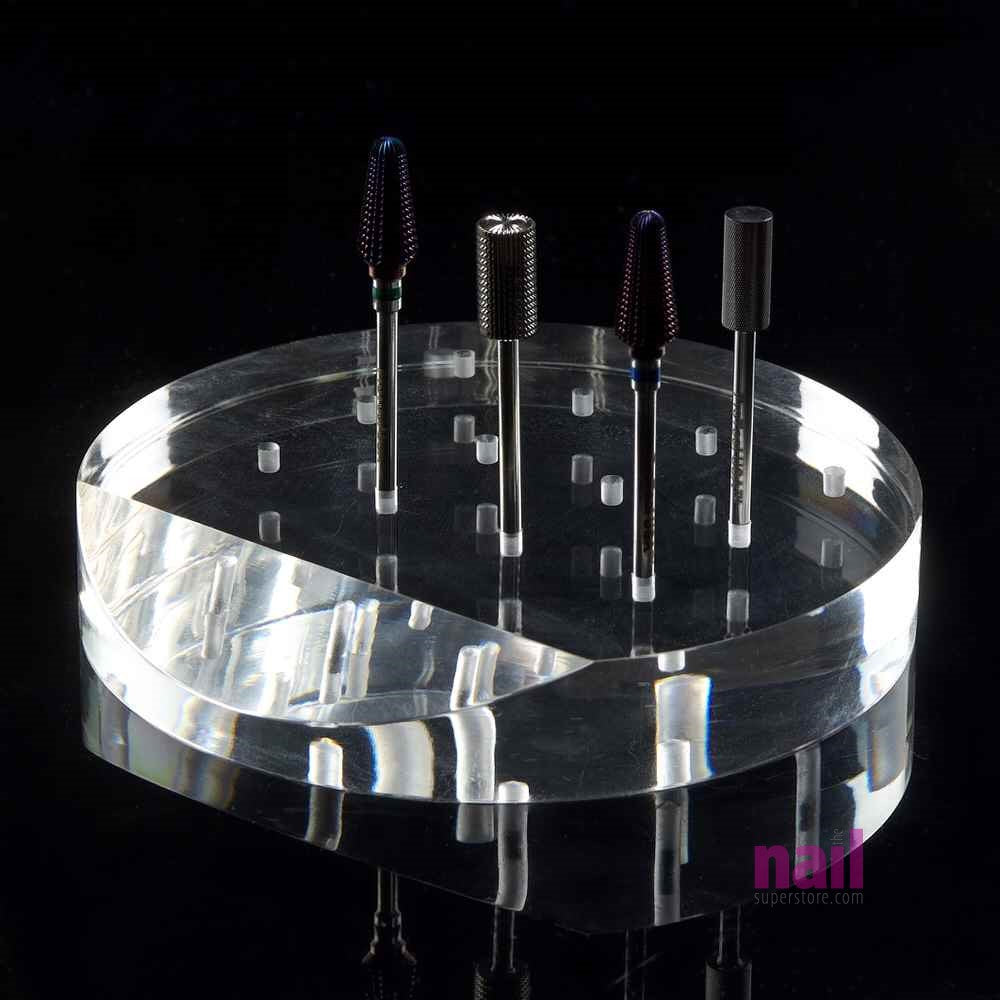 Round Transparent Nail Drill Bit Holder Base Only | 12 Holes - Each