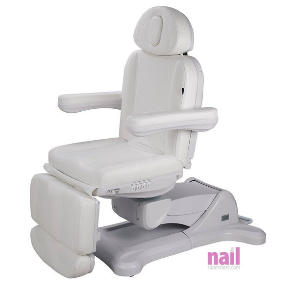 Silver Spa Luxury Motorized Facial Chair & Massage Bed | For Facials, Massages, Eyebrows, Lash Extensions - White - Each