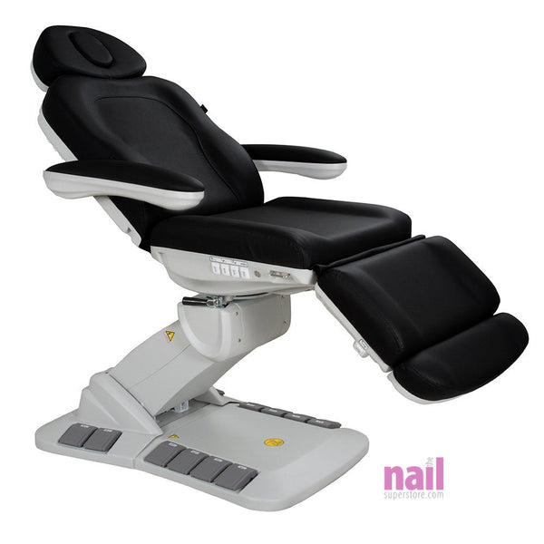 Silver Spa Luxury Motorized Facial Chair & Massage Bed | For Facials, Massages, Eyebrows, Lash Extensions - Black - Each