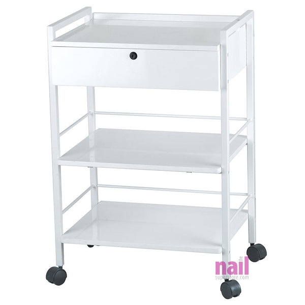 Silver Spa Salon Trolley Cart | Portable – Secure Lock - Each