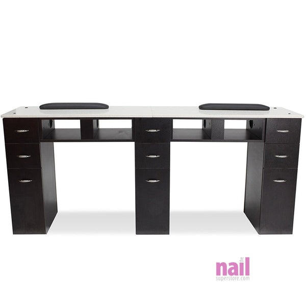 Valencia Double Manicure Table - Dark Brown - Each - The Nail Superstore