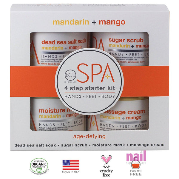 Organic BCL Spa Pro Starter Kit | For Body, Hands, Feet – Mandarin & Mango - 4 x 16oz