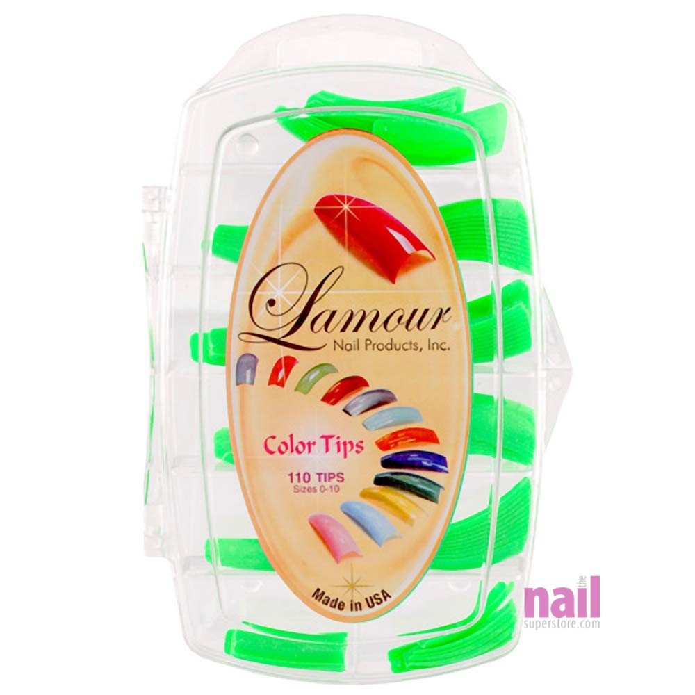 Lamour Colored Nail Tips | Fluo Green - L47 - Box of 100 tips