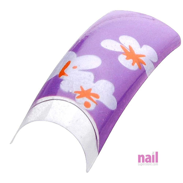 Artisan Pre Designed Nail Tips | Flower Design #17 - Pack of 100 pcs