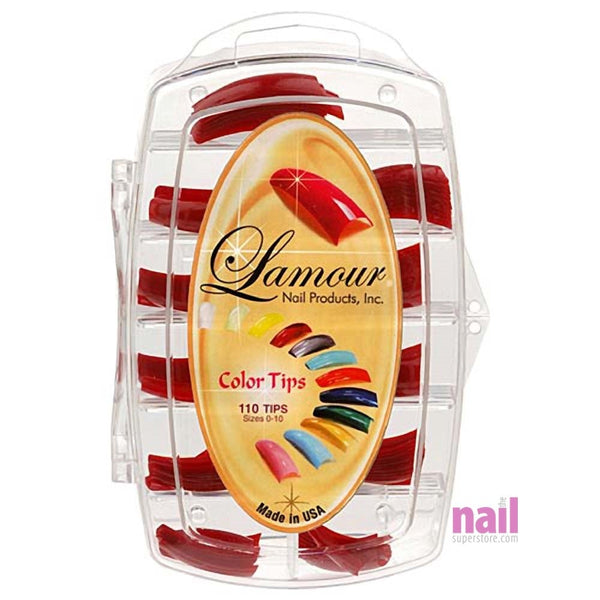 Lamour Colored Nail Tips | Red - L18 - Box of 100 tips