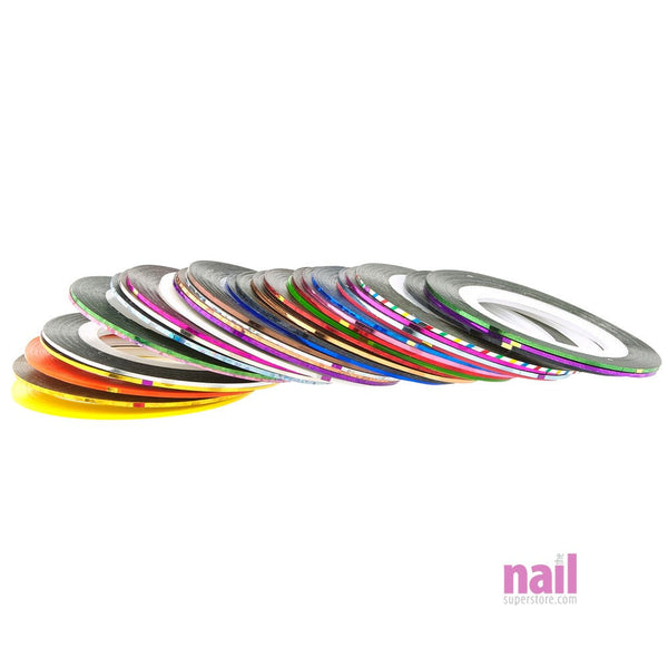 30 Colors Nail Adhesive Striping Tape Rolls | 1mm - Pack of 30 pcs