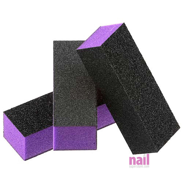 Nail Buffing Block 3-Way Medium/Coarse 500-pcs | Purple/Black Sanding Band - Case