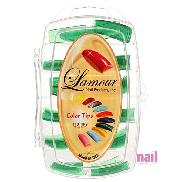 Lamour Colored Nail Tips | Glitter Green - L26 - Box of 100 tips