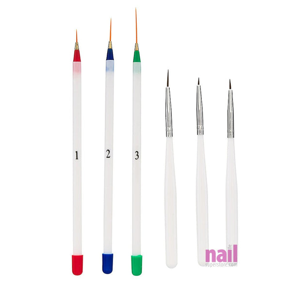 6 pcs Nail Art Brushes, Stripers & Liners | A-Must-Have for Nail Artists - Set