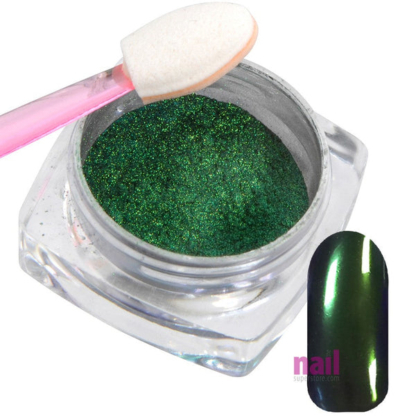 Mirror Chrome Nail Powder | Metamorphosis Pigment for Brilliant Shine Effect – Green Glow - Each